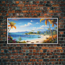 Carregar imagem no visualizador da galeria, Beach Wall Art, Ocean Wall Art, Nautical Print, Tropical Art, Panoramic Art, Wall Art, Canvas Art, Landscape Art, Beach House Wall Art
