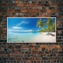 Carregar imagem no visualizador da galeria, Beach Wall Art, Seashore Art, Palm Tree Wall Art, Panoramic Art, Wall Art, Canvas Art, Landscape Art, Landscape Print, Beach House Wall Art
