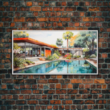 Load image into Gallery viewer, Architectural Print, House Portrait, Watercolor House, Panoramic Art, Wall Art, Canvas Art, Landscape Art, Realtor Thank You, Above Bed Art
