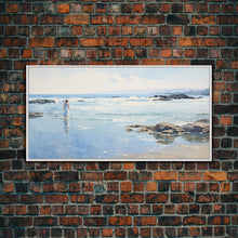 Carregar imagem no visualizador da galeria, Beach Art, Framed Canvas Print, Wall Art, Woman On The Beach, Oil Painting Abstract Landscape Art, Beach House Art, Beach Painting
