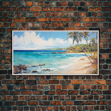 Load image into Gallery viewer, Palm Tree Beach Print, Beach Art, Framed Canvas Art, Original Beach Painting, Palm Tree Poster, Landscape Painting, Tropical Decor
