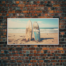 Carregar imagem no visualizador da galeria, Abandoned Surfboards On Miami Beaches In the 1980s - Framed Canvas Print - Photography Print - Vaporwave Aesthetic Wall Art
