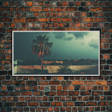Carregar imagem no visualizador da galeria, A Miami Rain Storm, Framed Canvas Print, Liminal Art, Liminal Spaces, Framed Wall Art, Game Room Decor, Dark Moody Art
