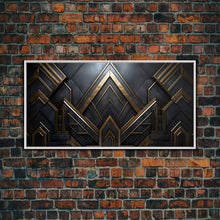 Cargar imagen en el visor de la galería, Black and Gold Art Deco Wall Art, Framed Canvas Print, 1920s Art Deco Print, Stylish Art Deco Canvas Poster, Framed or Unframed, Retro
