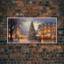 Cargar imagen en el visor de la galería, Christmas Tree In The Town Square - Winter Wonderland Canvas Print - Christmas Village - Christmas Decor - Winter Centerpiece
