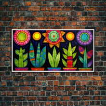 Carregar imagem no visualizador da galeria, Boho Style Minimalist Arizona Art, Framed Canvas Print, Retro Abstract Succulent Art, Southwest Decor
