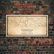 Cargar imagen en el visor de la galería, Birmingham UK map print poster or framed canvas, England map print poster canvas, UK city map print poster canvas, Vintage Travel Art
