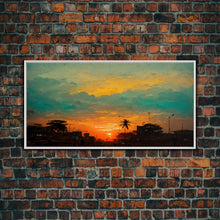 Load image into Gallery viewer, Cloudy sunset canvas print, sunset art, California Highway art, living room wall art, guest room wall art
