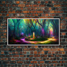 Carregar imagem no visualizador da galeria, Fantasy wall art, canvas print, magical forest, fantasy landscape art, ready to hang wall art
