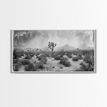 Load image into Gallery viewer, Desolate Desert with Joshua Trees, Framed Canvas Print for Living Room Decor, Ideal for Bedroom Wall Art, Rustic Western Scene
