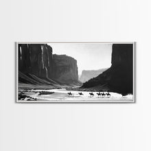 Load image into Gallery viewer, Framed Canvas Print of Cowboys Riding through Canyon, Western Wall Art for Living Room or Bedroom, Unique Home Decor
