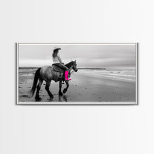 Carregar imagem no visualizador da galeria, Framed Canvas Print of Highland Cow in Winter Hat, Fun and Quirky Wall Art for Living Room or Bedroom, Unique Decor
