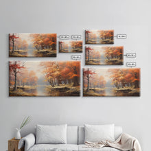 Carregar imagem no visualizador da galeria, Beautiful Fall Landscape Painting Framed Canvas Print, Fall Decor, Thanksgiving Decor, Autumn Decor, Home Decor, Fall Decorations
