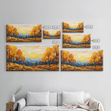 Carregar imagem no visualizador da galeria, Fall Trees, Autumn Wall Art, Abstract Nature Painting, Sunset Art, College Dorm Decor, Camper Wall Decor, Canvas Wall Art, Panoramic Art
