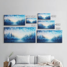 Carregar imagem no visualizador da galeria, A Winter Scene, Framed Canvas Print, Mosaic Style Painting Print, Stained Glass Style Art, Above Mantle Art, Living Room Decor
