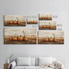 Carregar imagem no visualizador da galeria, Autumn Wall Art, Pumpkin Decor, Farm Wall Art, Canvas Print, Wall Hanging, Panoramic Art, Farmhouse Wall Decor, Housewarming Gift, RV Decor
