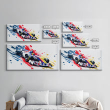 Carregar imagem no visualizador da galeria, Formula 1 Race Car Graffiti Art, Framed Canvas Print, Wall Art, Mancave Art, F1 Splatter Art
