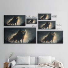 Load image into Gallery viewer, The Great Wolf Fenrir, Framed Canvas Print, Norse Mythology, Fantasy Art
