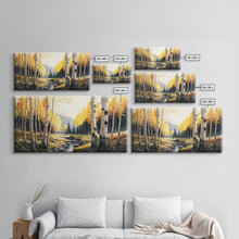 Load image into Gallery viewer, Birch Tree Wall Art, Nursery Forest, Framed Forest Canvas Print, Birch Trees, Watercolor, Landscape Forest Art
