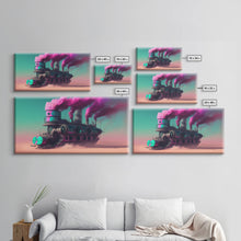 Carregar imagem no visualizador da galeria, Futuristic Steampunk / Cyberpunk Mashup Art, Steampunk Riverboat In A Desert, Framed Canvas Print, Scifi Wildwest Decor
