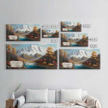 Cargar imagen en el visor de la galería, Regal Mountain, Travel Poster Wall Art, Framed Canvas Print, American Mountains, Mountain Landscape Painting, Wrangell Mountains Alaska
