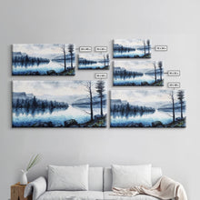 Load image into Gallery viewer, Blue Lagoon, Pacific Northwest Lake Art, Framed Canvas Print, Blue Wall Art, Watercolor Painting, Original Landscape Art Painting
