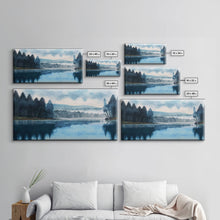 Load image into Gallery viewer, Blue Lake Art | Framed Canvas Print | Blue Lake Painting | Lake House Decor | Guest Room Landscape Painting | Waldo Lake Painting
