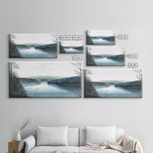 Load image into Gallery viewer, Blue Lake Art | Framed Canvas Print | Blue Lake Painting | Lake House Decor | Guest Room Landscape Painting | Detroit Lake Painting
