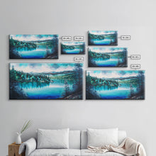 Load image into Gallery viewer, Blue Lake Art | Framed Canvas Print | Blue Lake Painting | Oregon Lake House Decor | Guest Room Landscape Painting | Cascade Lakes Painting

