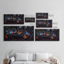 Carregar imagem no visualizador da galeria, Glowing butterflies, fantasy forest wall art, framed canvas print, mother&#39;s day, mom gift, monarch butterflies
