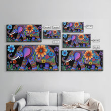 Load image into Gallery viewer, Elephant Art, Wall Art, Framed Canvas Print, Canvas Art, Indian Style Abstract Elephant With Flowers

