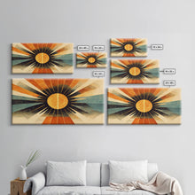 Carregar imagem no visualizador da galeria, Abstract Midcentury Modern Sunburst, Canvas Print, Art Deco Style wall art, sun with sun rays, sun burst, boho style, ready to hang
