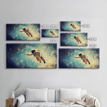 Carregar imagem no visualizador da galeria, Astronaut In Space Wall Decor, Galaxy Wall Art, Outer Space Wall Art, Panoramic Wall Decor, Canvas Print, Wall Art, Framed Canvas Art
