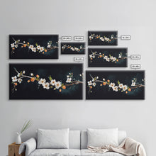Cargar imagen en el visor de la galería, Cherry Blossoms Wall Decor, Floral Wall Art, White Flowers Wall Art, Panoramic Wall Decor, Canvas Print, Wall Art, Framed Canvas Art
