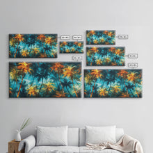 Carregar imagem no visualizador da galeria, Abstract Tropical Wall Art, Palm Trees Wall Decor, Blue Abstract Art, Panoramic Wall Decor, Canvas Print, Wall Art, Framed Canvas Art

