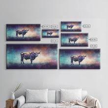 Carregar imagem no visualizador da galeria, Bull Wall Art, Animal Wall Art, Nature Art, Minimalist Art, Panoramic Wall Decor, Canvas Print, Wall Art, Framed Canvas Art
