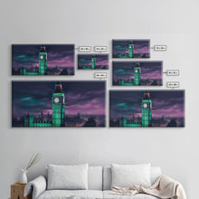 Cargar imagen en el visor de la galería, Big Ben Wall Art, London Landscape, Cityscape Wall Art, England Wall Decor, Panoramic Wall Decor, Canvas Print, Wall Art, Framed Canvas Art
