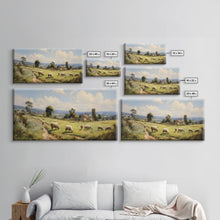 Load image into Gallery viewer, Countryside Painting, Sheep Wall Art, Farm Animals, Farm Art, Panoramic Art, Wall Art, Canvas Art, Landscape Art, Farmhouse Wall Art
