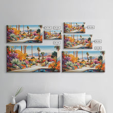 Load image into Gallery viewer, Desert Landscape Wall Art, Mountains Wall Print, Palm Trees Art, Panoramic Art, Wall Art, Canvas Art, Landscape Art, Modern House Art

