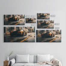 Cargar imagen en el visor de la galería, Cool Supercar Art, Framed Canvas Print, Cyberpunk Sportscar Painting, Futuristic Supercar Painting, Man Cave Decor, Gift For Him, Car Guy
