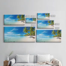 Carregar imagem no visualizador da galeria, Beach Wall Art, Seashore Art, Palm Tree Wall Art, Panoramic Art, Wall Art, Canvas Art, Landscape Art, Landscape Print, Beach House Wall Art
