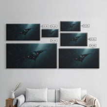 Cargar imagen en el visor de la galería, Cool Scifi Wall Art, Scifi Art, Framed Canvas Print, The Space Cruiser, Gull Wing Space Ship, Unique Art, Alien Wall Art
