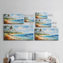 Load image into Gallery viewer, Palm Tree Beach Print, Beach Art, Framed Canvas Art, Original Beach Painting, Palm Tree Poster, Landscape Painting, Tropical Decor
