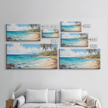 Load image into Gallery viewer, Palm Tree Beach Print, Beach Art, Framed Canvas Art, Original Beach Painting, Palm Tree Poster, Landscape Painting, Tropical Decor
