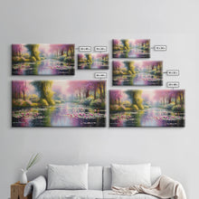 Carregar imagem no visualizador da galeria, Fantasy Art, Lake Wall Print, Water Lilies Wall Art, Trees Wall Art, Panoramic Art, Wall Art, Canvas Art, Landscape Art, Long Wall Art
