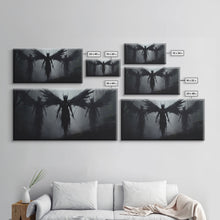 Carregar imagem no visualizador da galeria, Fallen Angels Canvas Print, Framed Wall Art, Halloween Decor, Angelic Art, Halloween Art Prints, Charcoal Sketch, Unique Wall Decor
