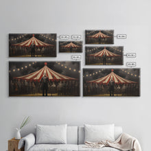 Load image into Gallery viewer, The Cursed Circus, Unique Halloween Art, Framed Canvas Print, Halloween Poster Art, Horror Prints, Victorian Oil Painting, Halloween Decor
