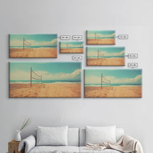 Carregar imagem no visualizador da galeria, Beach Volleyball Net, Framed Canvas Print, Liminal Art, Framed Wall Decor, Beach Photography, Surf Art, Surf Print, Nautical Decor

