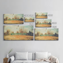 Carregar imagem no visualizador da galeria, An Abandoned Tennis Court - Old Found Footage Photography - Framed Canvas Print - Urban Decay - Vaporwave Wall Art
