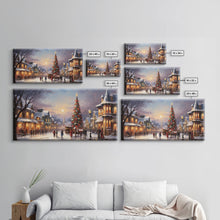 Cargar imagen en el visor de la galería, Christmas Tree In The Town Square - Winter Art - Christmas Gift Idea - Framed Canvas Print - Winter Wall Decor, Winter Print Christmas Decor

